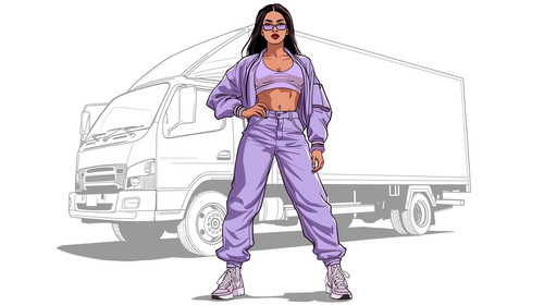 Bollywood hip hop diva standing confidently against a completely white backdrop, wearing only light .jpg