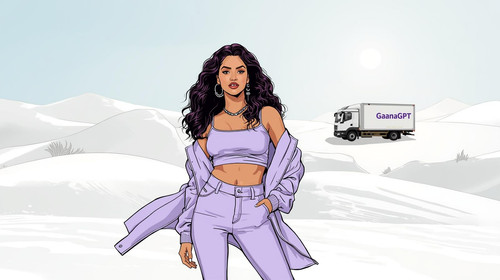 Bollywood hip hop beauty in lavender crop top and light purple flowing jacket, standing in a surreal.jpg