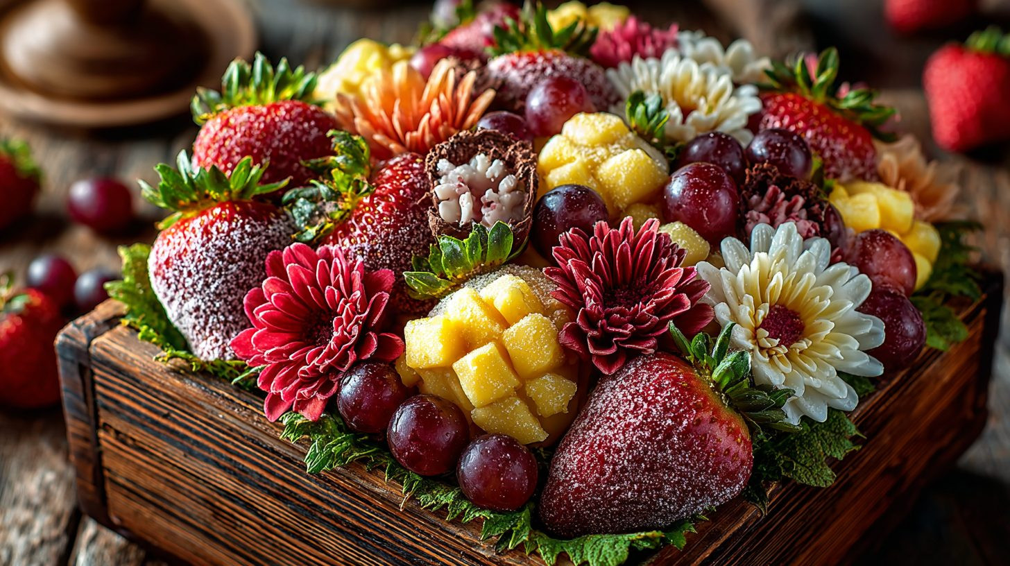 Съедобный букет из фруктов и сладостей для доставки в Томске