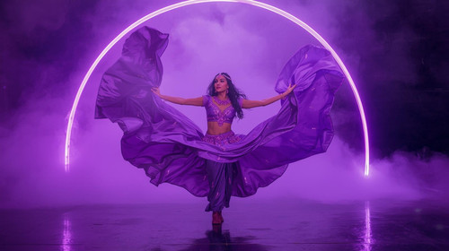 A breathtaking Indian performer dances in a flowing purple satin two piece with shimmering violet em.jpg