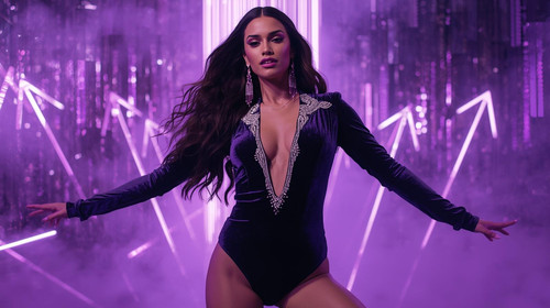 An irresistible Indian music video queen dances in a deep violet velvet bodysuit with crystal embell.jpg