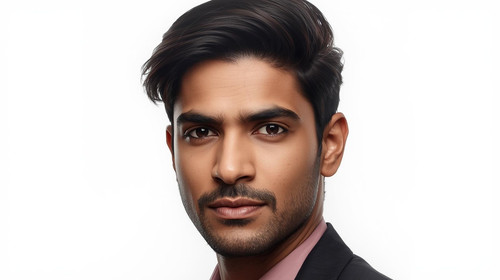 Hyperrealistic portrait of a North Indian male with Side Swept Hair, front facing, clean white backg.jpg