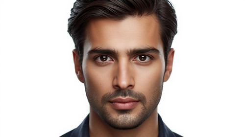 Hyperrealistic portrait of a North Indian male with Side Swept Hair, front facing, clean white backg.jpg