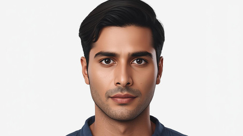 Hyperrealistic portrait of a North Indian male with Side Swept Hair, front facing, clean white backg.jpg