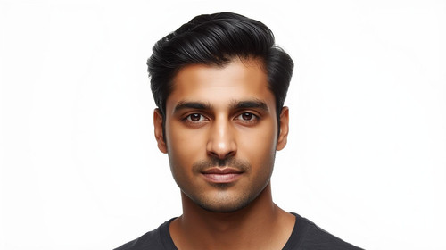 Hyperrealistic portrait of a North Indian male with Side Swept Hair, front facing, clean white backg.jpg