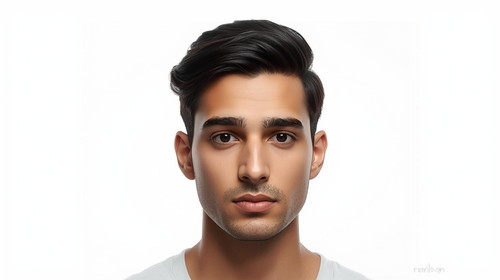 Hyperrealistic portrait of a North Indian male with Side Swept Hair, front facing, clean white backg.jpg