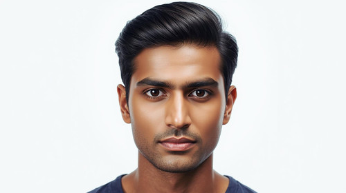 Hyperrealistic portrait of a North Indian male with Side Swept Hair, front facing, clean white backg.jpg