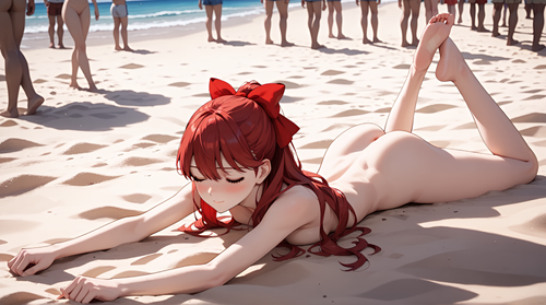 ブルーモト かすみちゃん、ビーチで全裸になる その1 131963207 p35