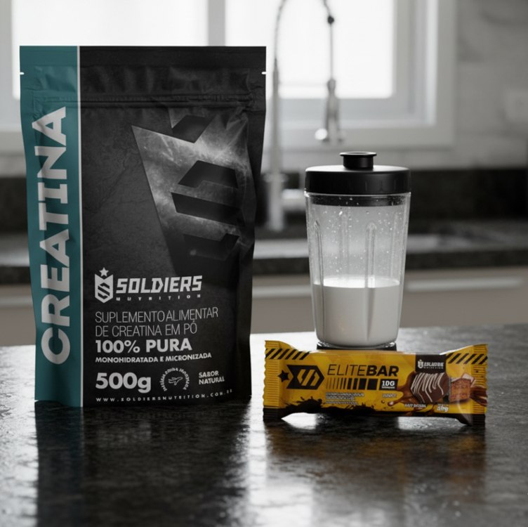 Kit: Creatina 500g + Barrinha Elitebar Pão de Mel 10g Soldiers Nutrition