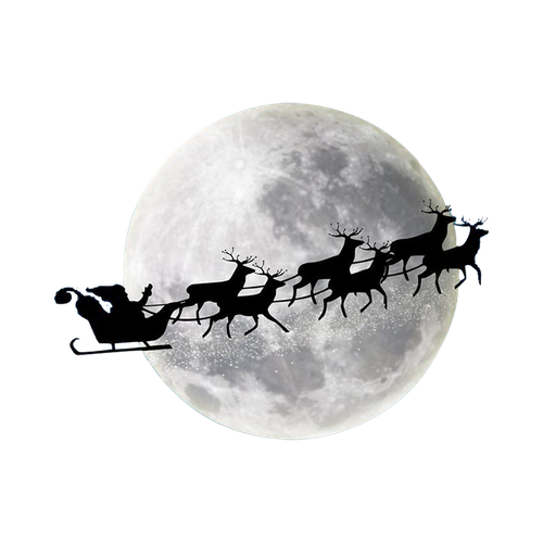 [CITYPNG.COM]Christmas Santa Sled Sleigh Silhouette With Moon 1000x1000.png