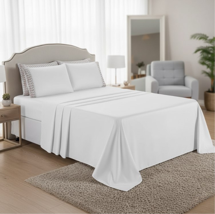 Kit Jogo Lençol Casal Bordado Inglês 100 Algodão 4 Peças