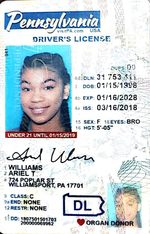 Ariel Williams license.jpg