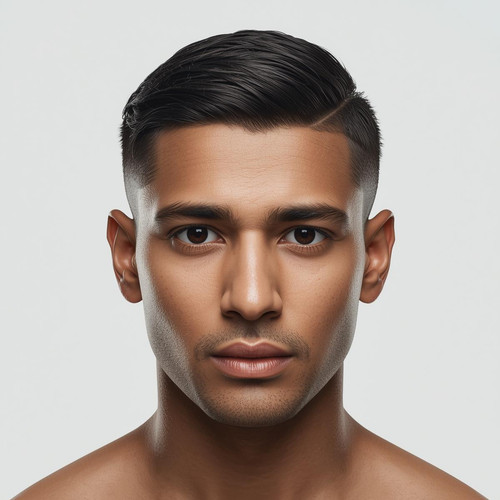 Hyperrealistic portrait of a North Indian male with a Crew Cut, front facing, plain white background.jpg