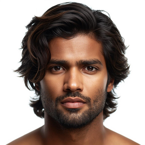 Hyperrealistic portrait of a North Indian male with Textured Waves, medium length, natural wave text.jpg