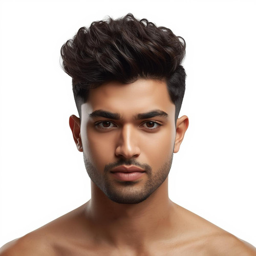 Hyperrealistic portrait of a North Indian male with a Curly Undercut (long curly top, shaved or shor.jpg
