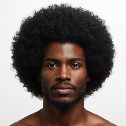 Hyperrealistic portrait of a North Indian male with a Men’s Afro, tight natural coils, round shape, .jpg