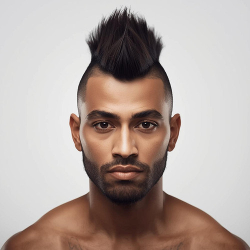 Hyperrealistic portrait of a North Indian male with a Mohawk, shaved sides with tall center strip, p.jpg