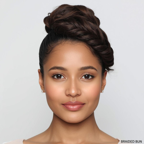 Front facing portrait of a beautiful 24 year old Indian fair skinned woman with a Braided Bun — brai.jpg