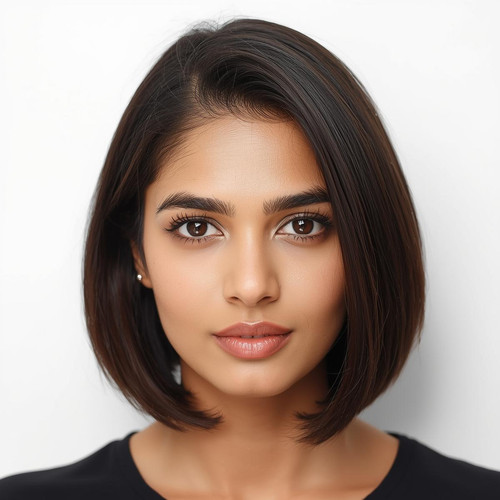Front facing portrait of a beautiful 24 year old Indian fair skinned woman with a Short Bob — chin l.jpg