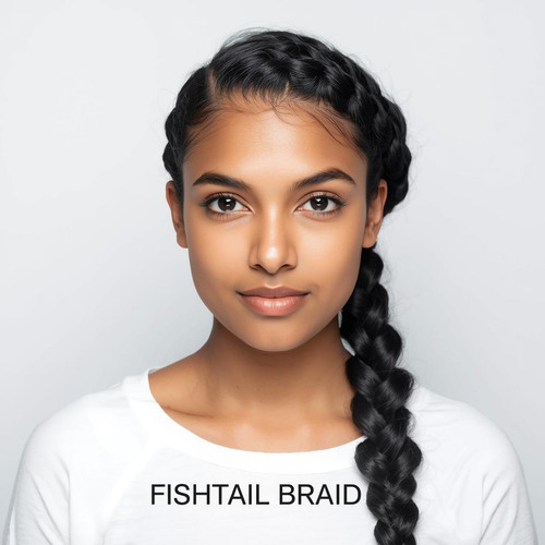 Front facing portrait of a beautiful 24 year old Indian fair skinned woman with a Fishtail Braid — i.jpg