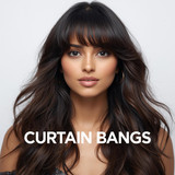 Front facing portrait of a beautiful 24 year old Indian fair skinned woman with Curtain Bangs — part