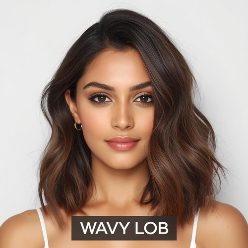 Front facing portrait of a beautiful 24 year old Indian fair skinned woman with a Wavy Lob — soft, l.jpg