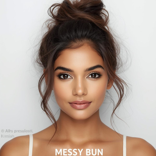 Front facing portrait of a beautiful 24 year old Indian fair skinned woman with a Messy Bun — relaxe.jpg