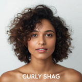 Front facing portrait of a beautiful 24 year old Indian fair skinned woman with a Curly Shag — layer