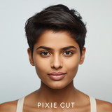 Front facing studio portrait of a beautiful 24 year old Indian woman with fair skin, showcasing a Pi