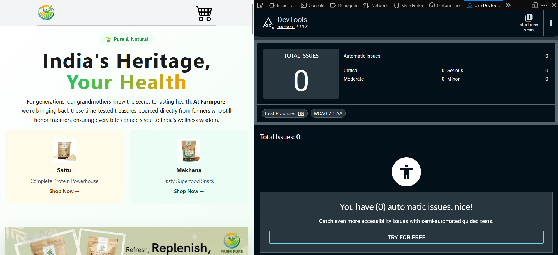 axe accessibility report – 0 issues