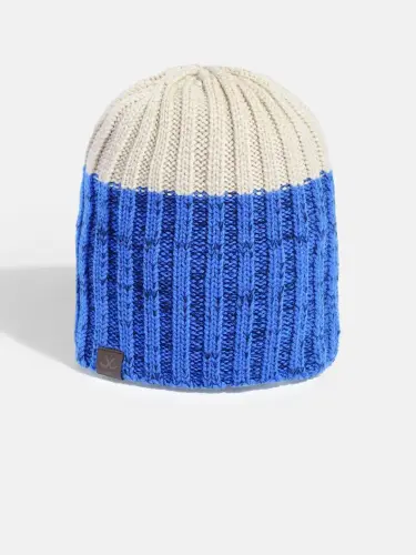 ccbe1467 777c 4f6a 8e8f 7429e84cafe11630302805500 WROGN Unisex Blue Beige Colourblocked Woollen Bean.webp