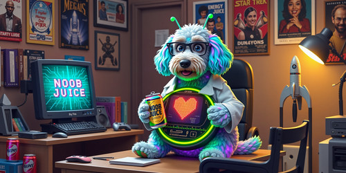 Big Belly Bob now in an ultra geeky style The labradoodle has a round nerdy face with thick rimmed g.jpg