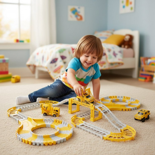 Pista De Carrinhos Construção Brinquedo Infantil 98 Peças Amarelo.jpg