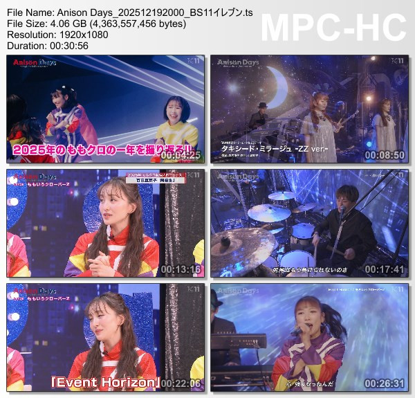 [TV-Variety] Anison Days – 2025.12.19 – #431 Momoiro Clover Z