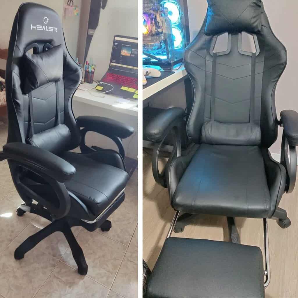 Cadeira Gamer Preto Healer Level Reclinável Com Apoio Pés