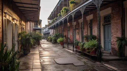 pngtree street scene in new orleans with brick buildings and potted plants picture image 2743243.png