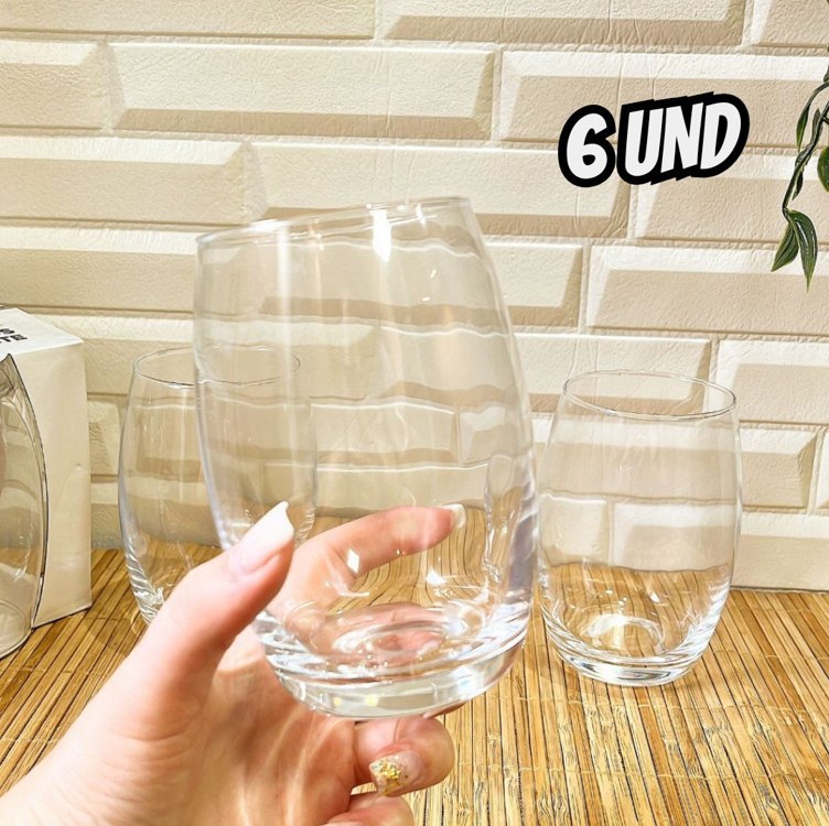 Jogo 6 Copos De Vidro 440ml Drinks Suco Amber Cor Transparente