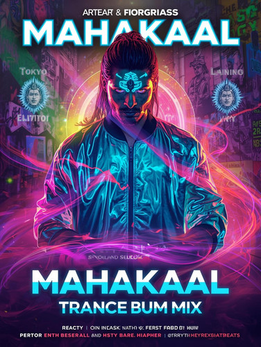 A hypnotic, high energy Mahakaal Trance [ Bum Mix ] poster pulses with electric life, merging ancien.jpg