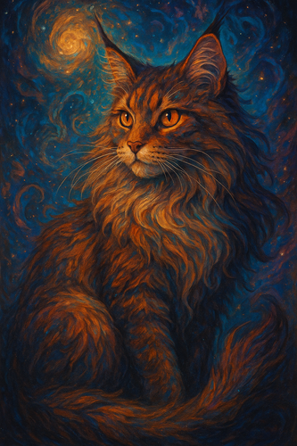 Gato cósmico con mirada intensa.png