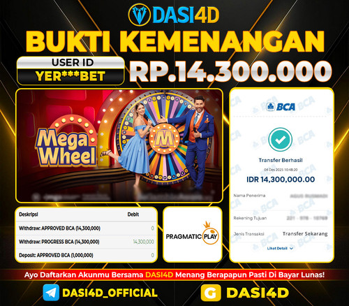 BUKTI KEMENANGAN 04 DECEMBER 2025 DI  MEGA WHEEL  RP.14.300.000