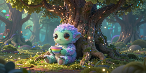 An Absurdly Adorable Alien AAA relaxing under an ancient tree in an alien forest The Absurdly Adorab.jpg