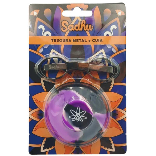 Kit Sadhu Tesoura Dobrável De Metal Metélica e Cuia De Silicone Mix De Cores 5729 (12) (1)