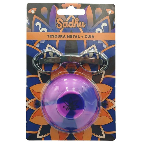 Kit Sadhu Tesoura Dobrável De Metal Metélica e Cuia De Silicone Mix De Cores 5729 (15) (1)