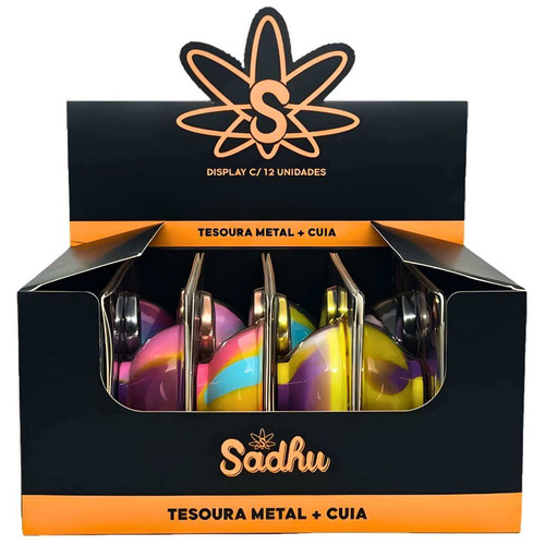 Kit Sadhu Tesoura Dobrável De Metal Metélica e Cuia De Silicone Mix De Cores 5729 (1) (1)