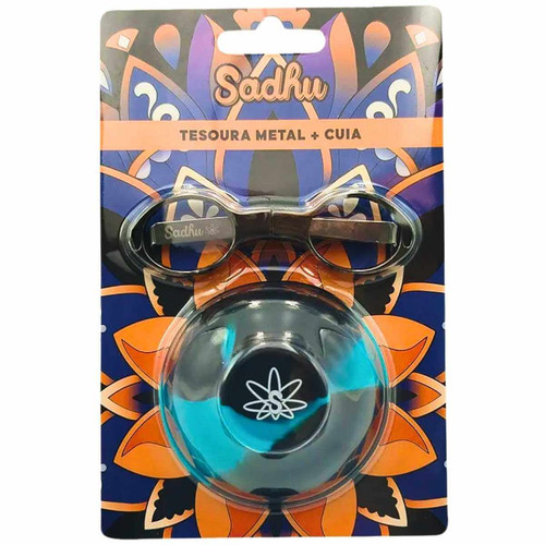 Kit Sadhu Tesoura Dobrável De Metal Metélica e Cuia De Silicone Mix De Cores 5729 (7) (1)