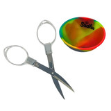 Kit Sadhu Tesoura Dobrável De Metal Metélica e Cuia De Silicone Mix De Cores 5729 (3) (1)