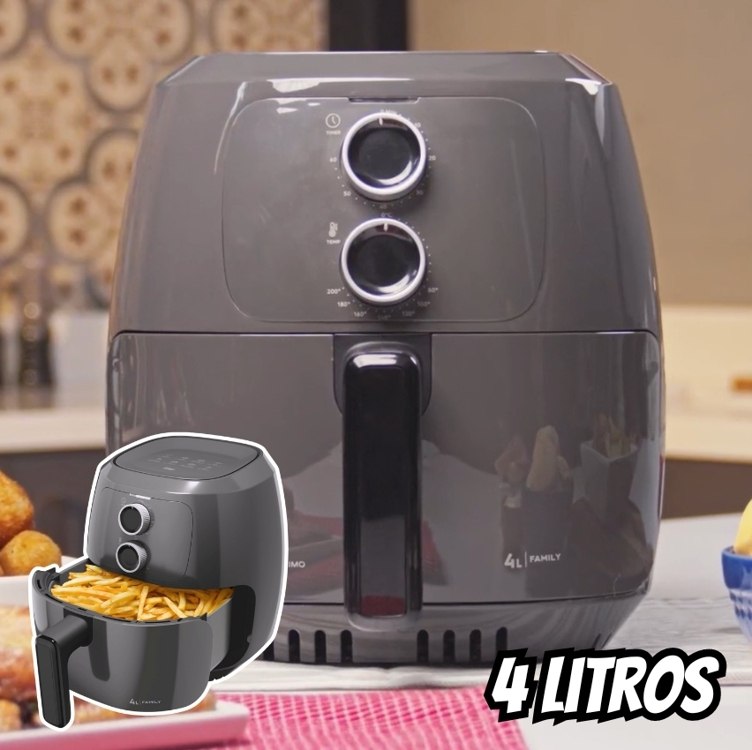 Fritadeira Elétrica Air Fryer WAP WAFF2-C Family 4 Litros Antiaderente Cinza