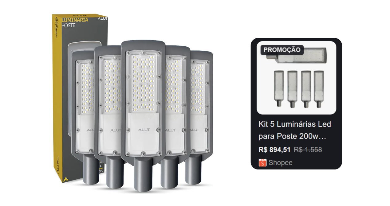 Kit 5 Luminaria Led Poste 6500k Bivolt 200w Alut By Avant