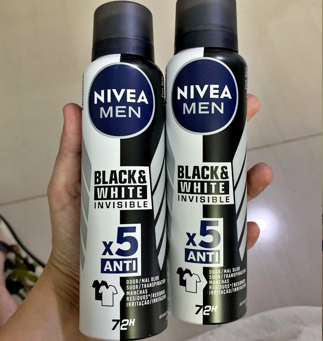 Kit NIVEA Desodorante Aerosol Men Black&White Invisible – 2 unidades