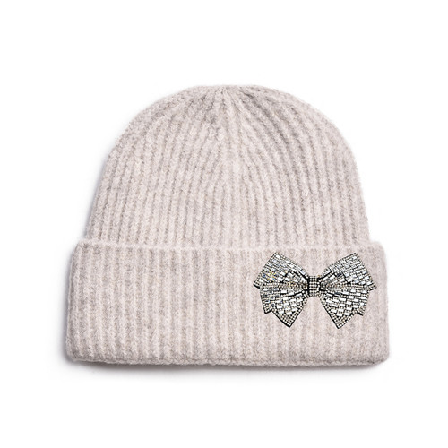 SKU 06 米色 水钻蝴蝶结成人毛线帽.jpg